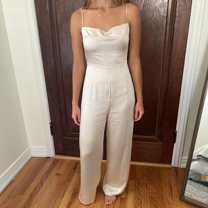 Few Moda Pearl white satin jumpsuit